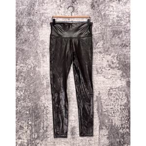 SPANX Leggings Large Womens Brown Faux Leather Alligator